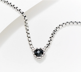 JAI Sterling Silver Heart Black Spinel 3.7mm Box Chain Necklace